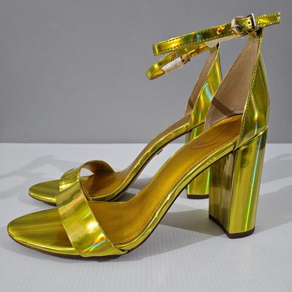 Sam Edelman Yaro Block Heel Sandal Womens 11 Metallic Gold Evening Wedding Party - Picture 14 of 14